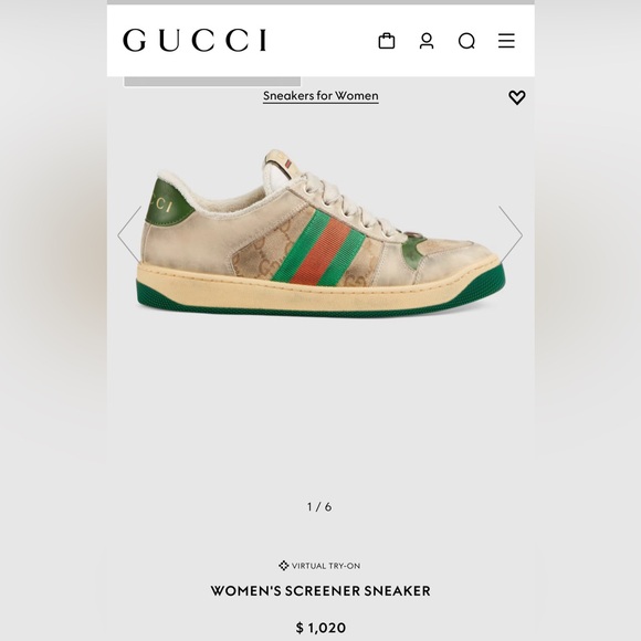 GUCCI•WOMEN'S SCREENER SNEAKER•

•NO INSOLES• - Picture 5 of 5